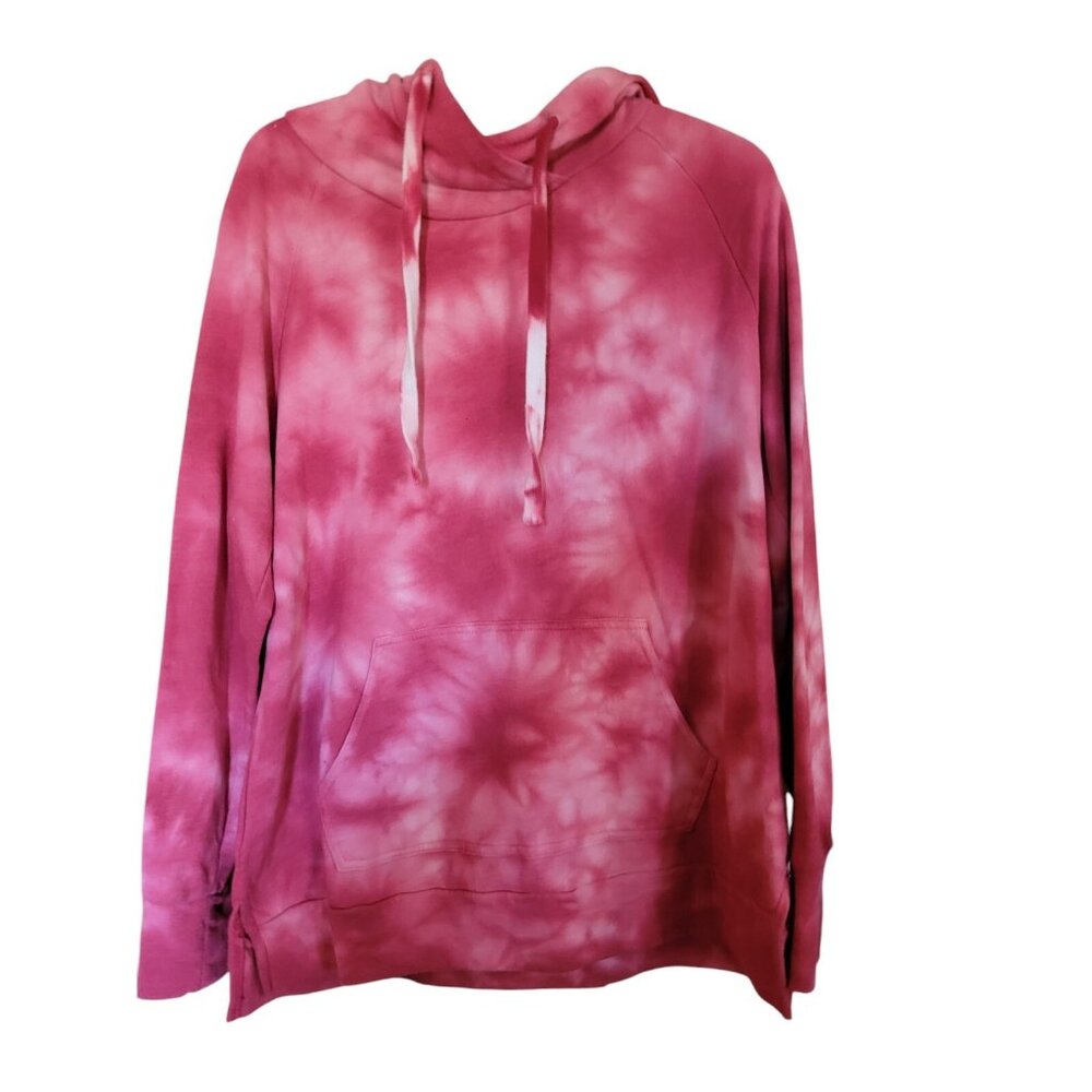 Green Tea Sweater Hoodie Women's Size L Pink Tie Dye Hood‎ and Pockets